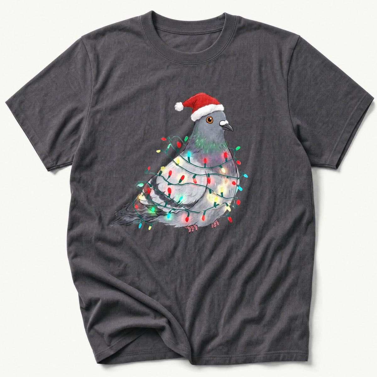 Lit Up Pigeon — Charcoal T-Shirt