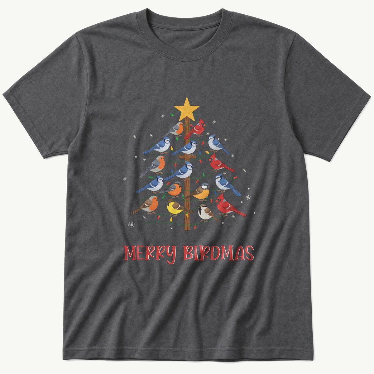 Merry Birdmas Post — Charcoal T-Shirt