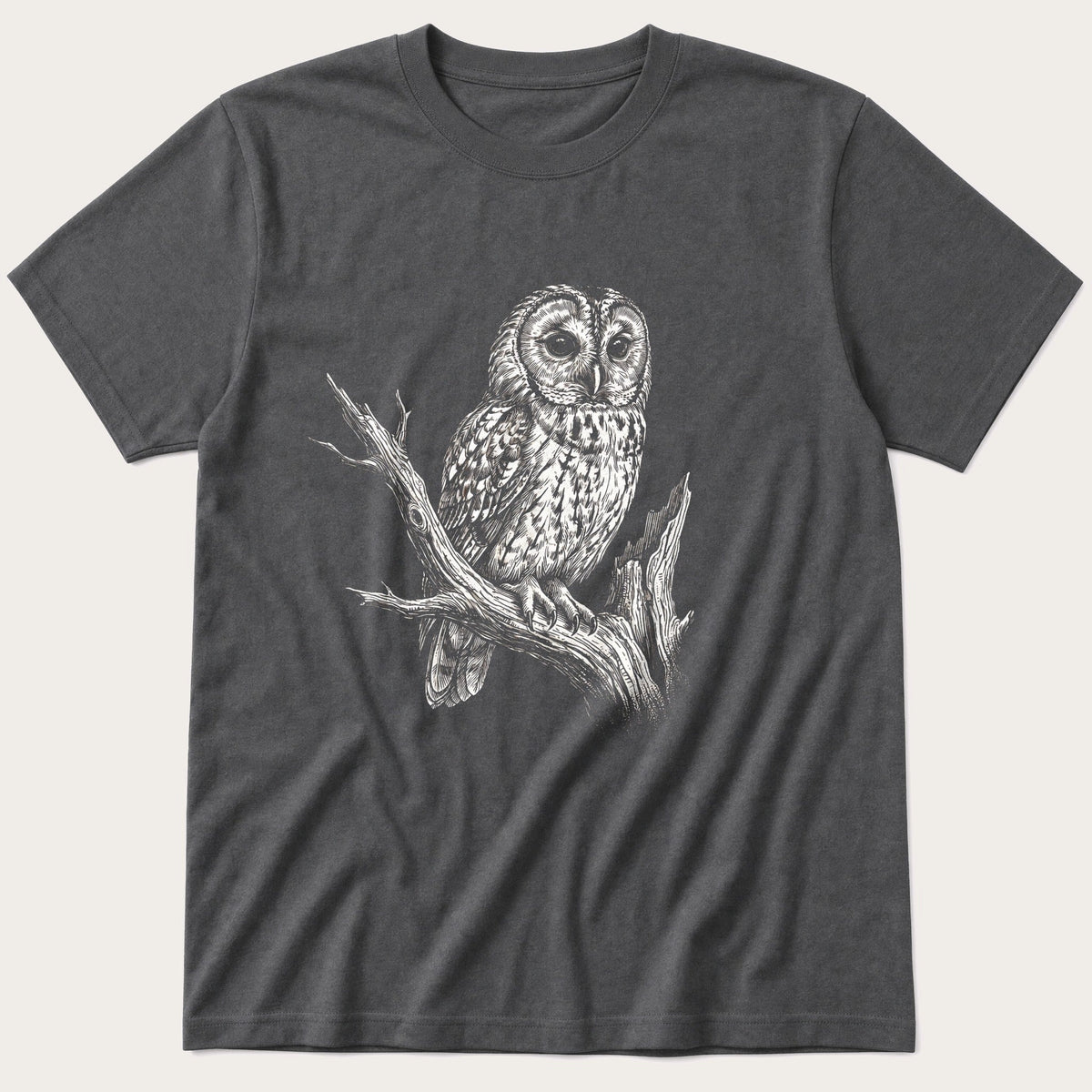 Mono Owl Print — Charcoal T-Shirt