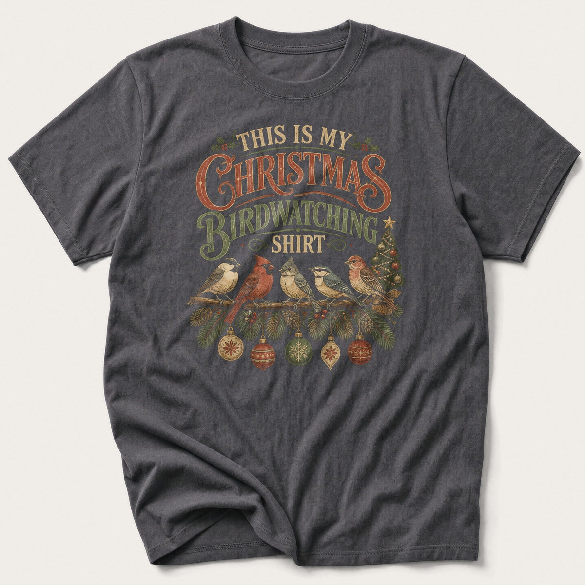 My Christmas Birdwatching Shirt — Charcoal T-Shirt
