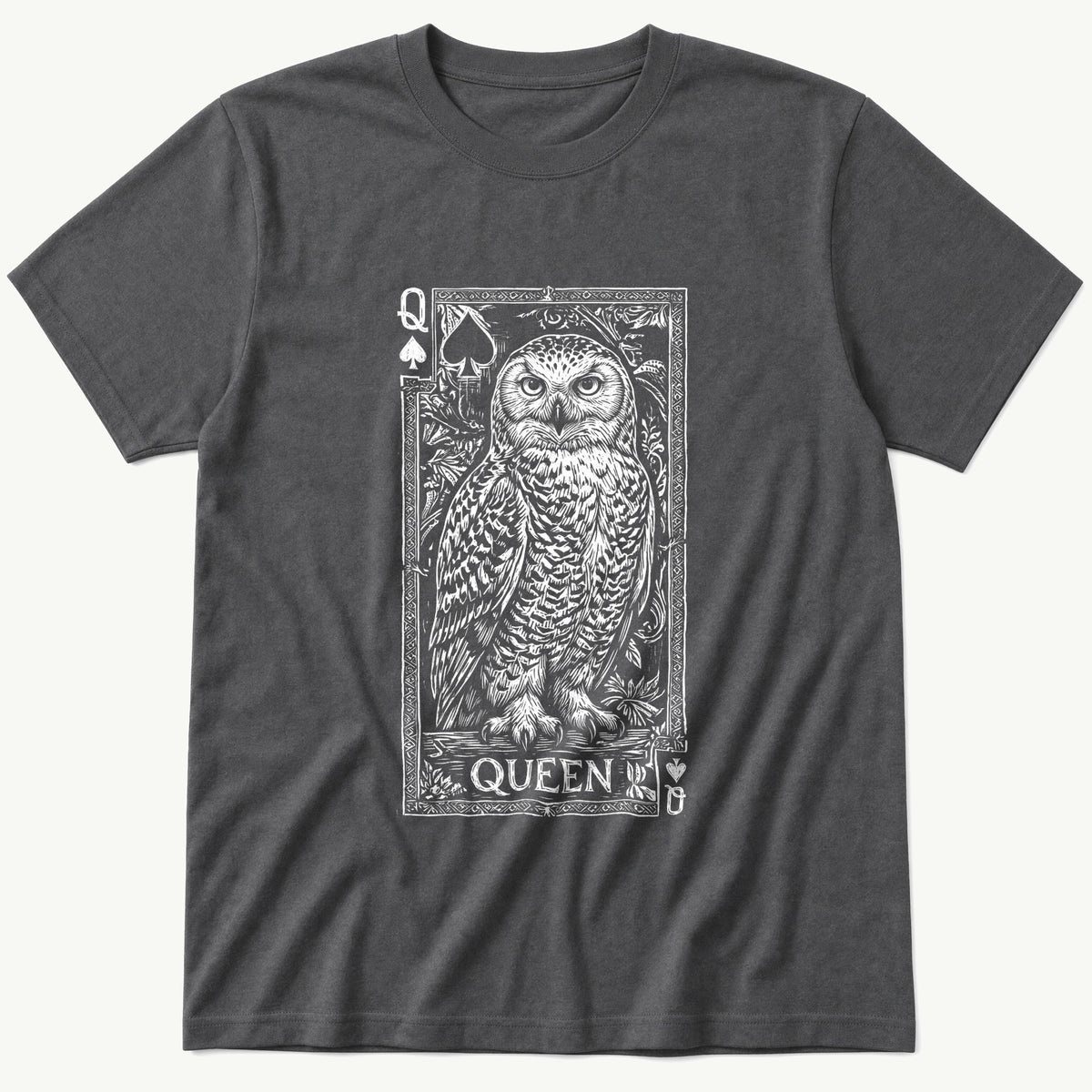 Owl Playing Card 4 — Charcoal T-Shirt