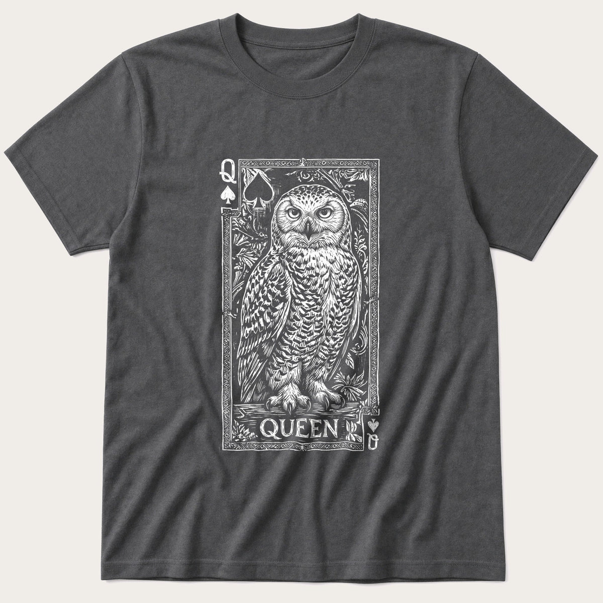 Owl Playing Card 4 — Charcoal T-Shirt