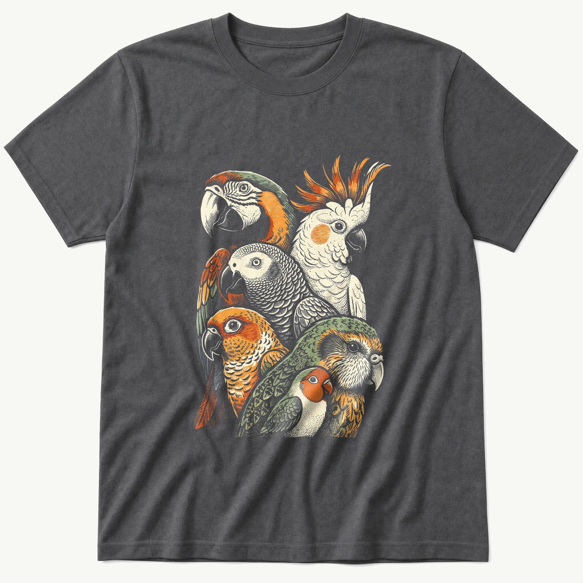 Parrot Breeds 3 — Charcoal T-Shirt