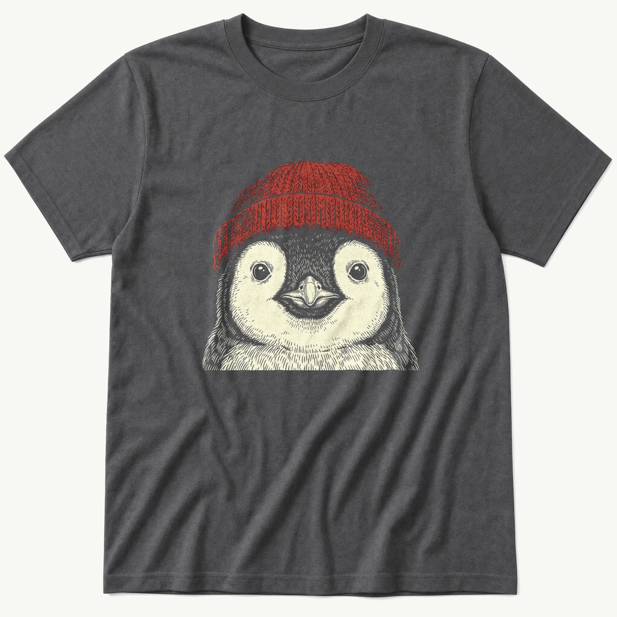 Penguin Beanie 4 — Charcoal T-Shirt