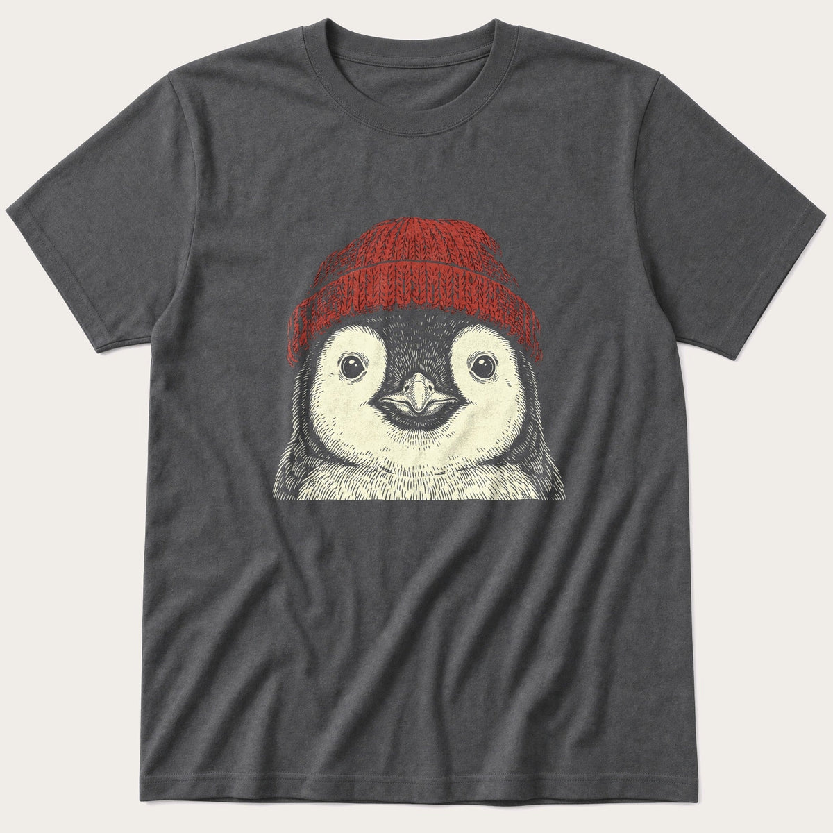 Penguin Beanie 4 — Charcoal T-Shirt