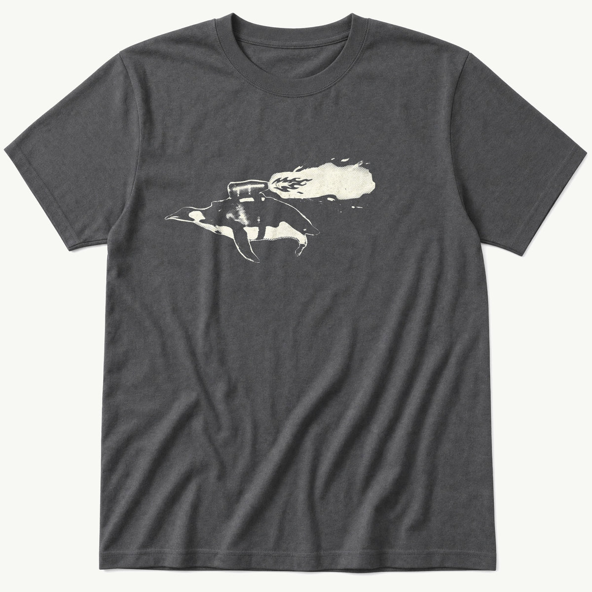 Penguin Rocket 44 — Charcoal T-Shirt