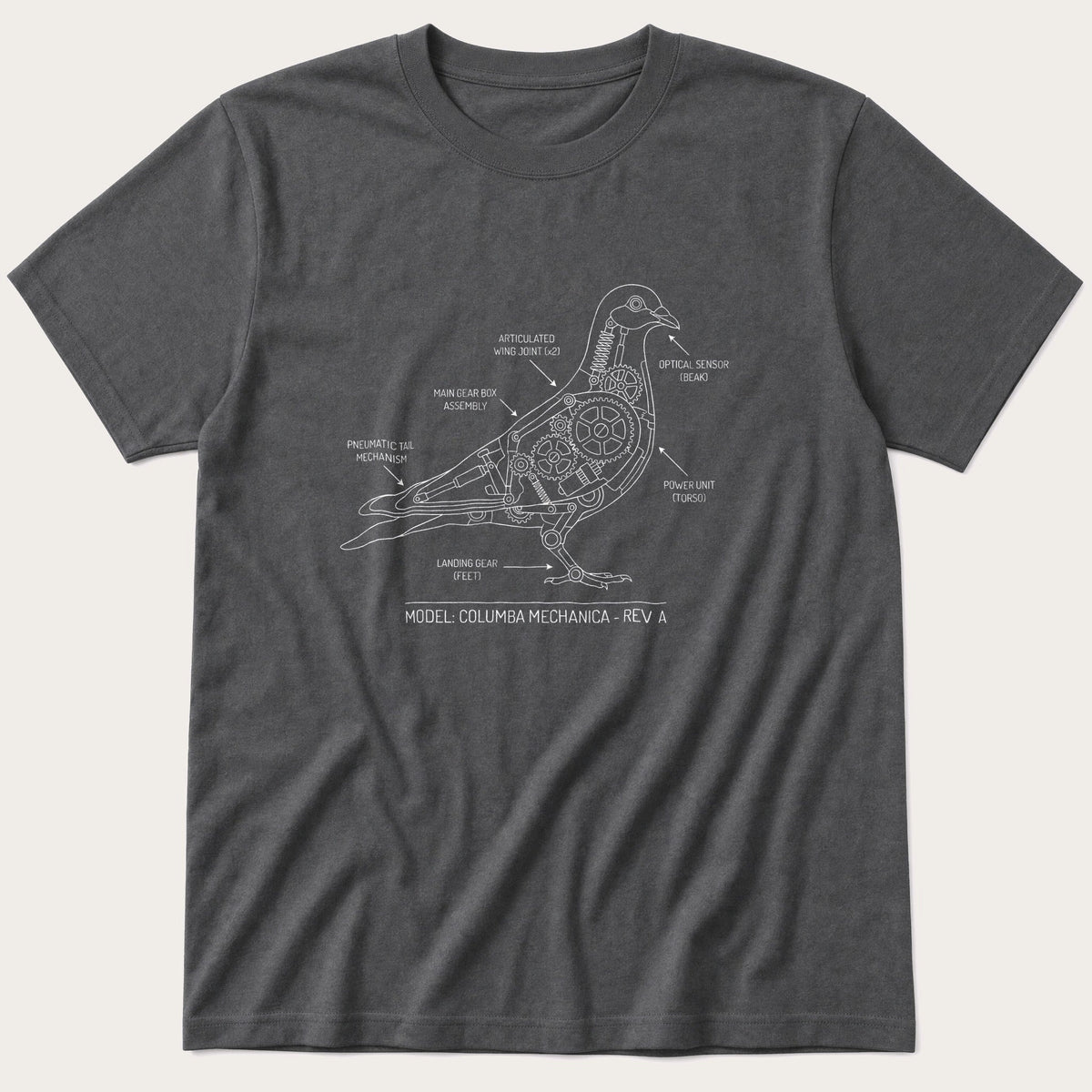 Pigeon Blueprint 22 — Charcoal T-Shirt