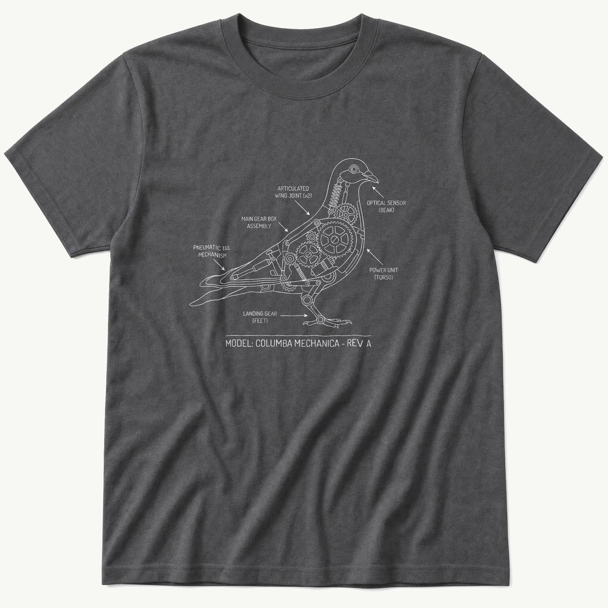 Pigeon Blueprint — Charcoal T-Shirt