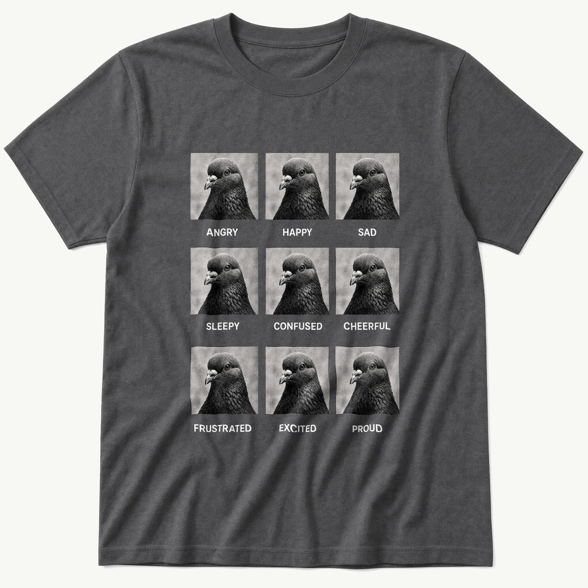 pigeon-emotions — Charcoal T-Shirt