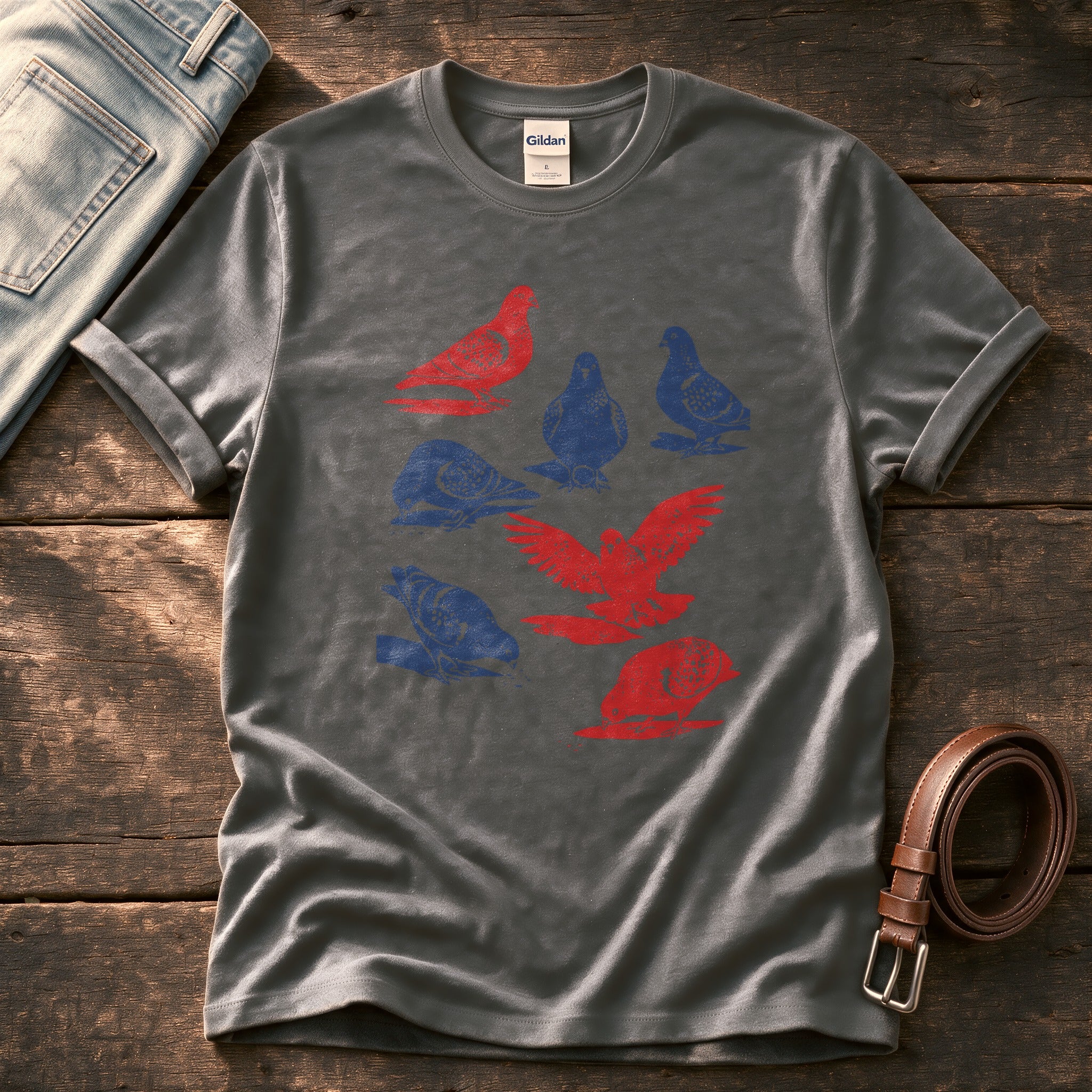 Pigeon Flock 67 — Charcoal Comfort Colors tee