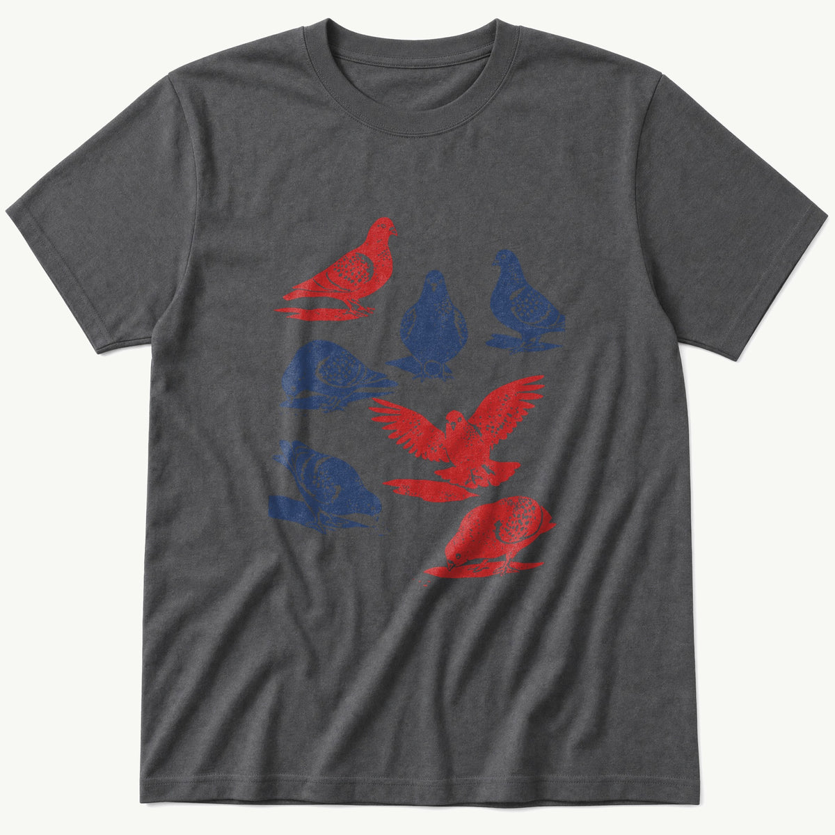 Pigeon Flock 67 — Charcoal T-Shirt