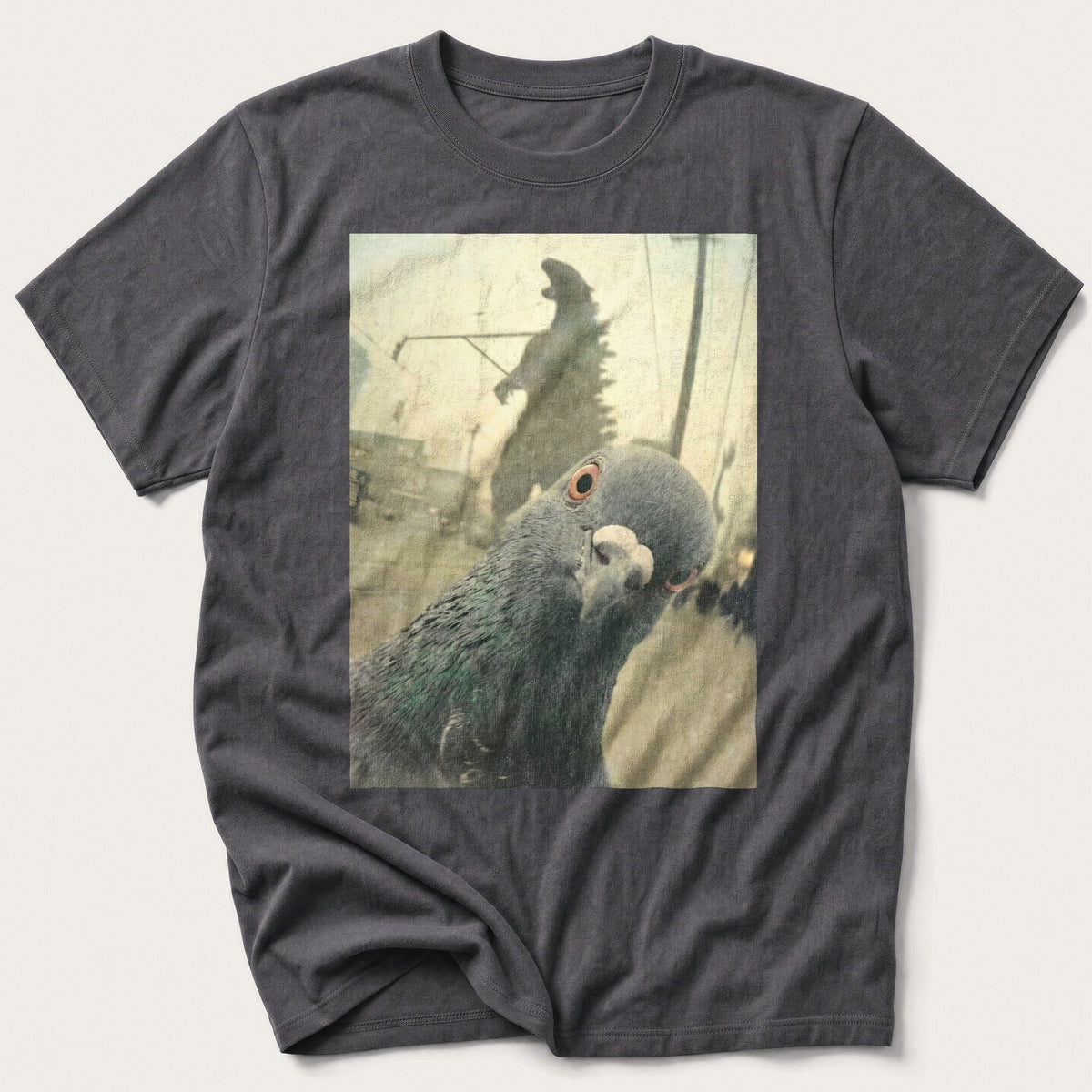 Pigeon Selfie 4 — Charcoal T-Shirt