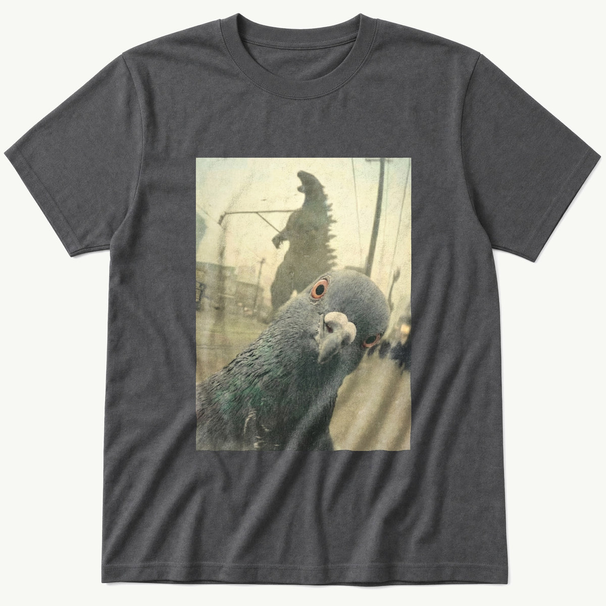 Pigeon Selfie 4 — Charcoal T-Shirt