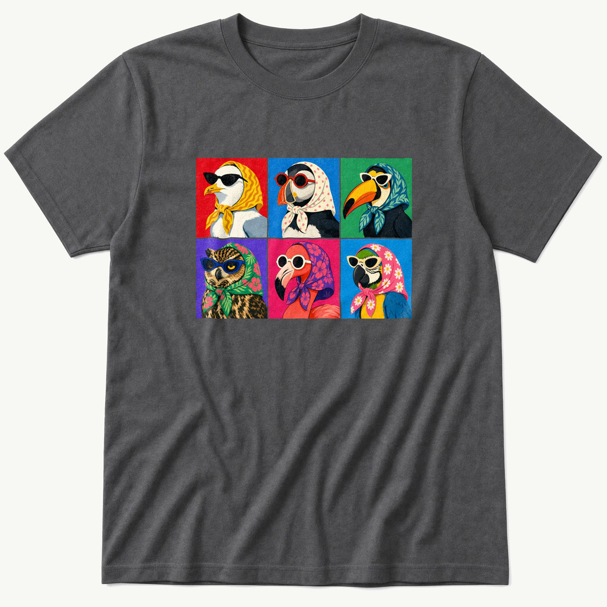 Pop Art Birds 4 — Charcoal T-Shirt