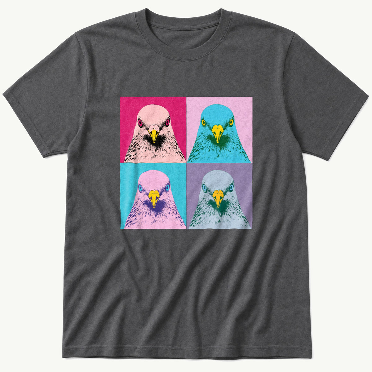 Pop Art Pigeon — Charcoal T-Shirt
