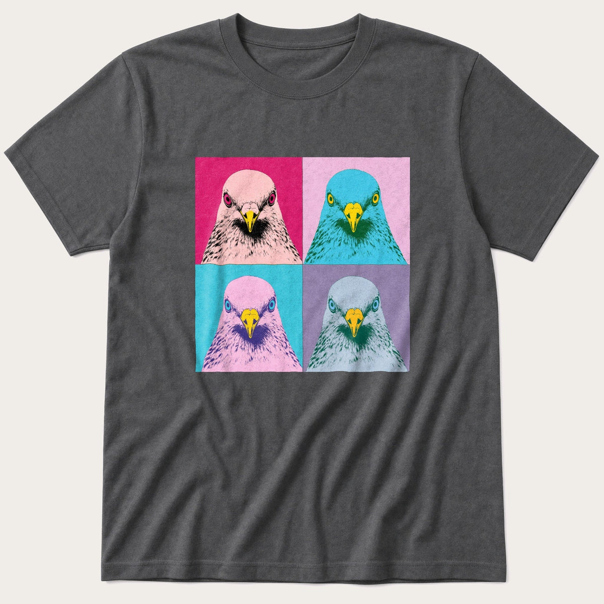 Pop Art Pigeon — Charcoal T-Shirt