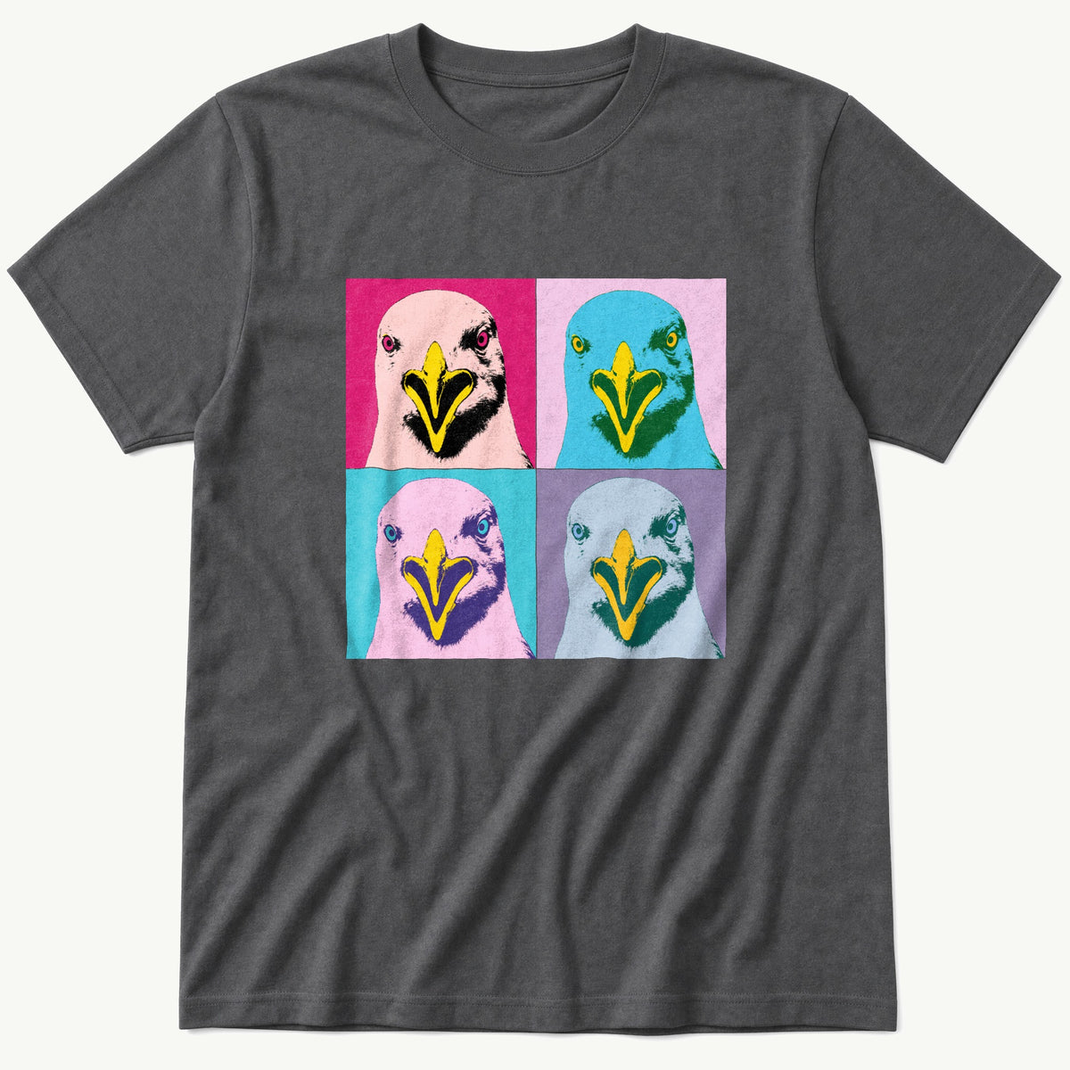 Pop Art Seagull — Charcoal T-Shirt