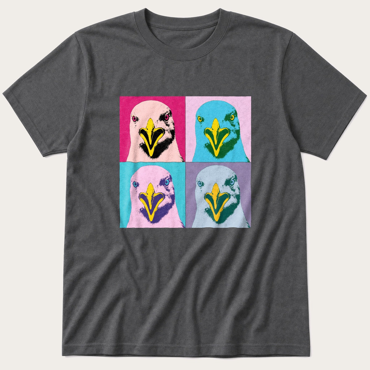 Pop Art Seagull — Charcoal T-Shirt