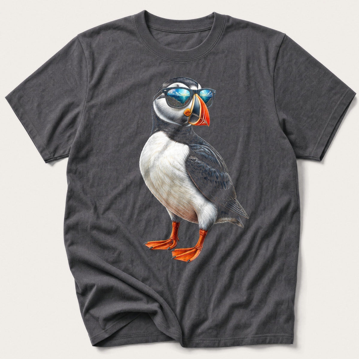 Puffin In Shades — Charcoal T-Shirt