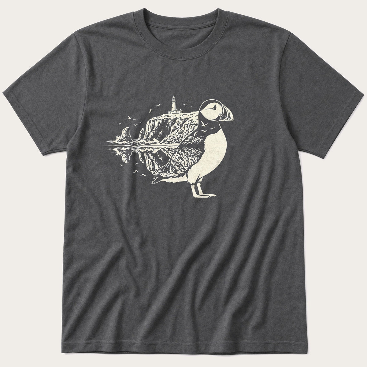 Puffin Reflection 5 — Charcoal T-Shirt