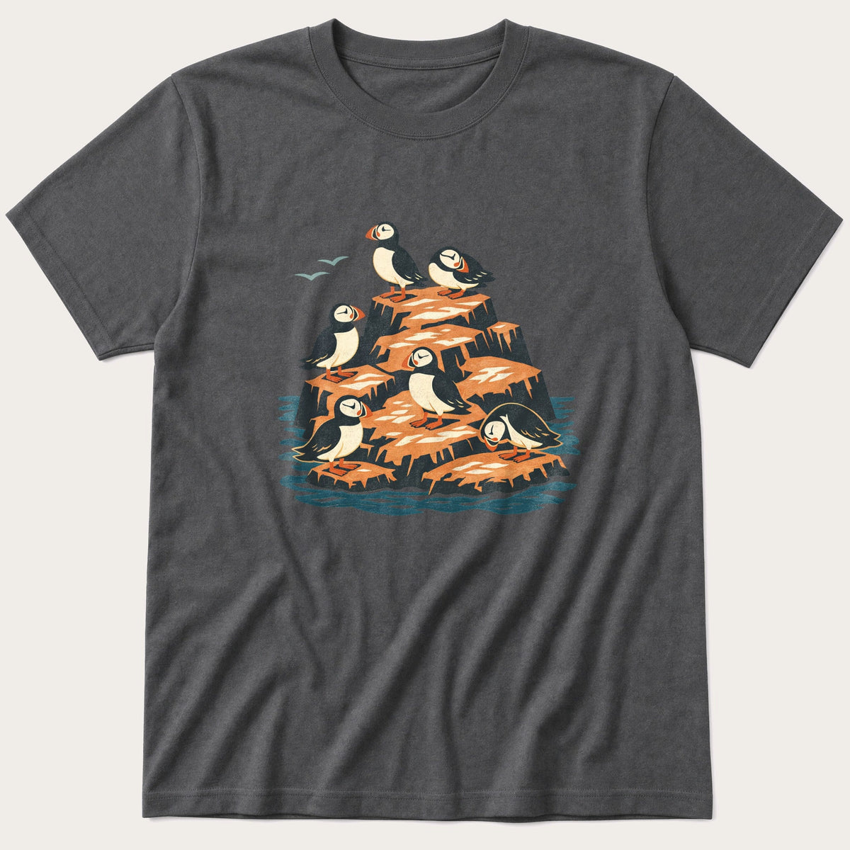 Puffin Rock 4 — Charcoal T-Shirt