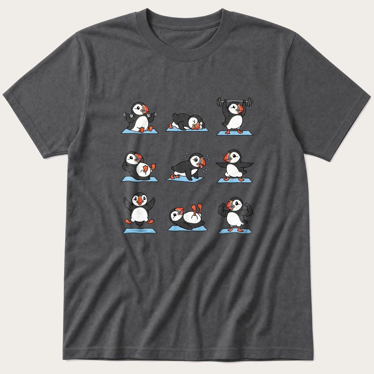 Puffin Workout — Charcoal T-Shirt
