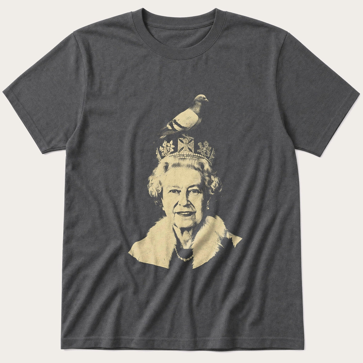 Queen Elizabeth Pigeon 9 — Charcoal T-Shirt