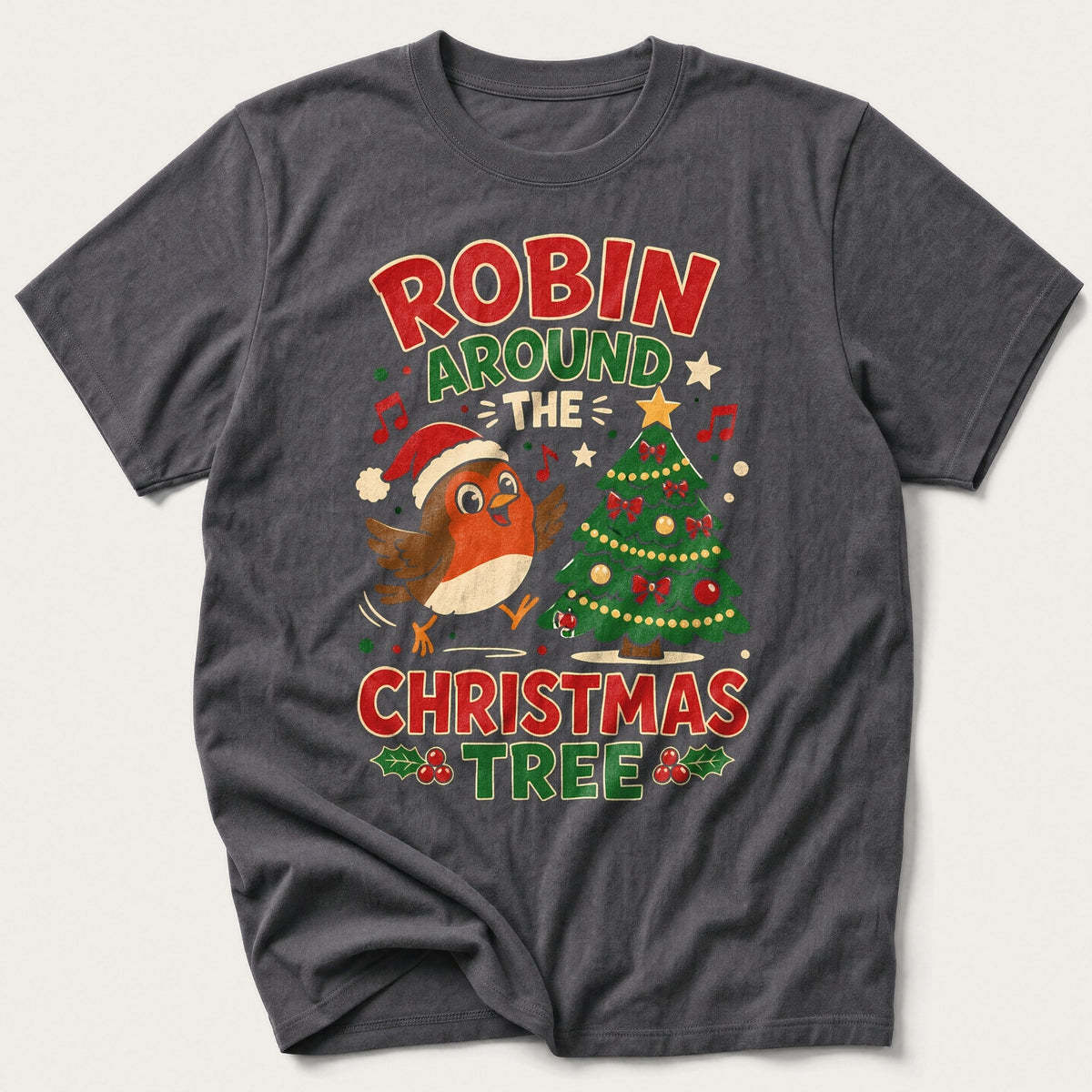 Robin Around The Tree — Charcoal T-Shirt