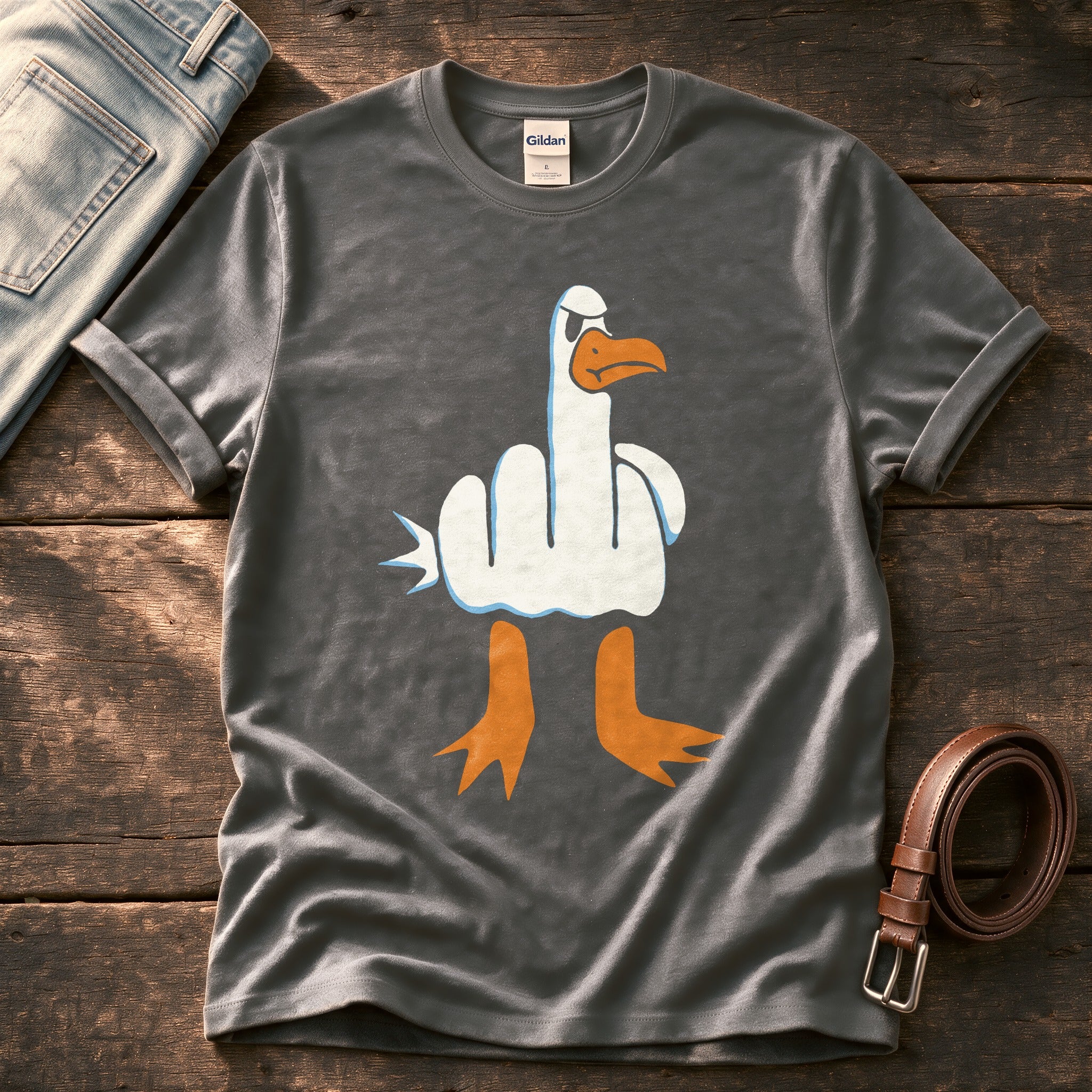 Rude Seagull — Charcoal Comfort Colors tee