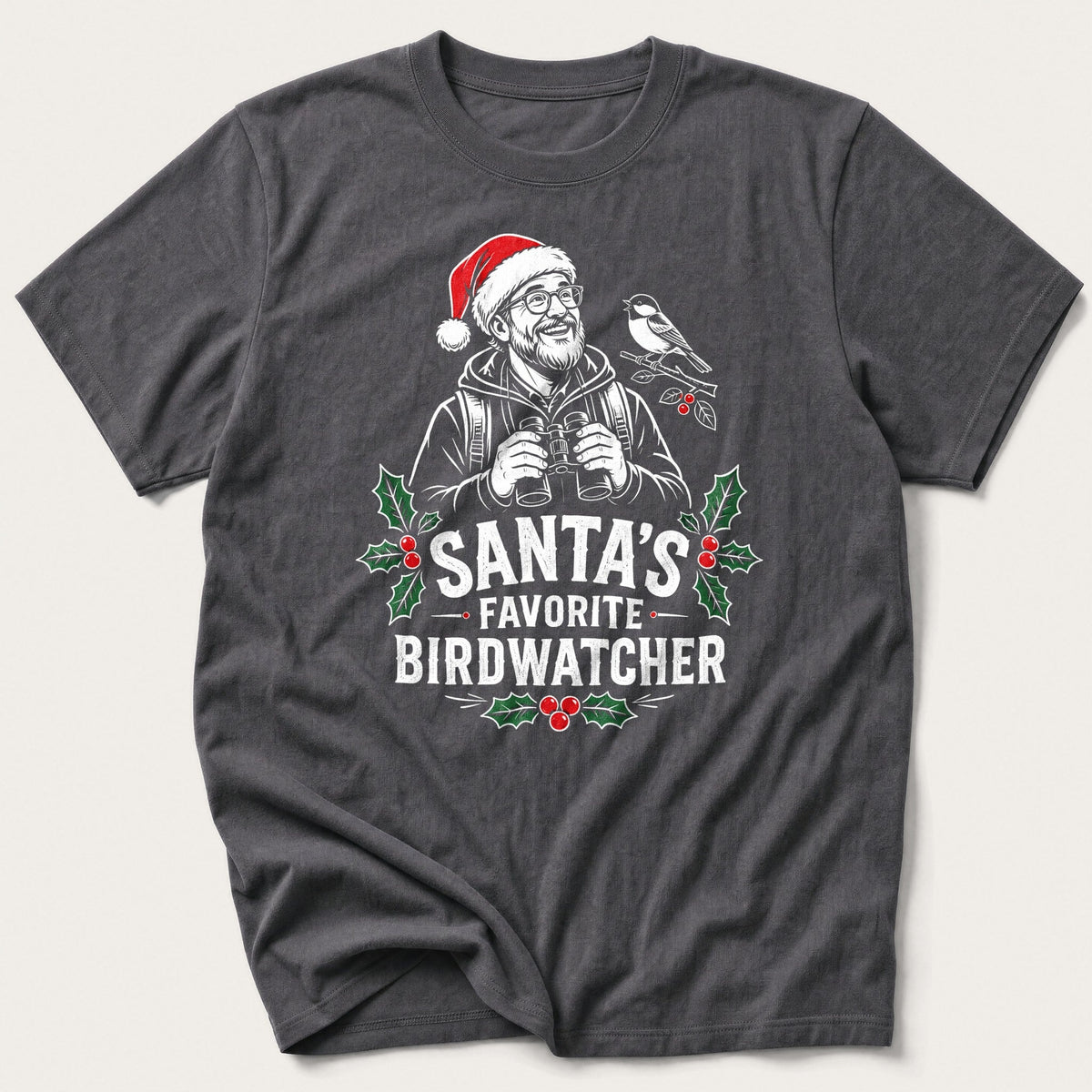 Santa's Favorite Birdwatcher — Charcoal T-Shirt