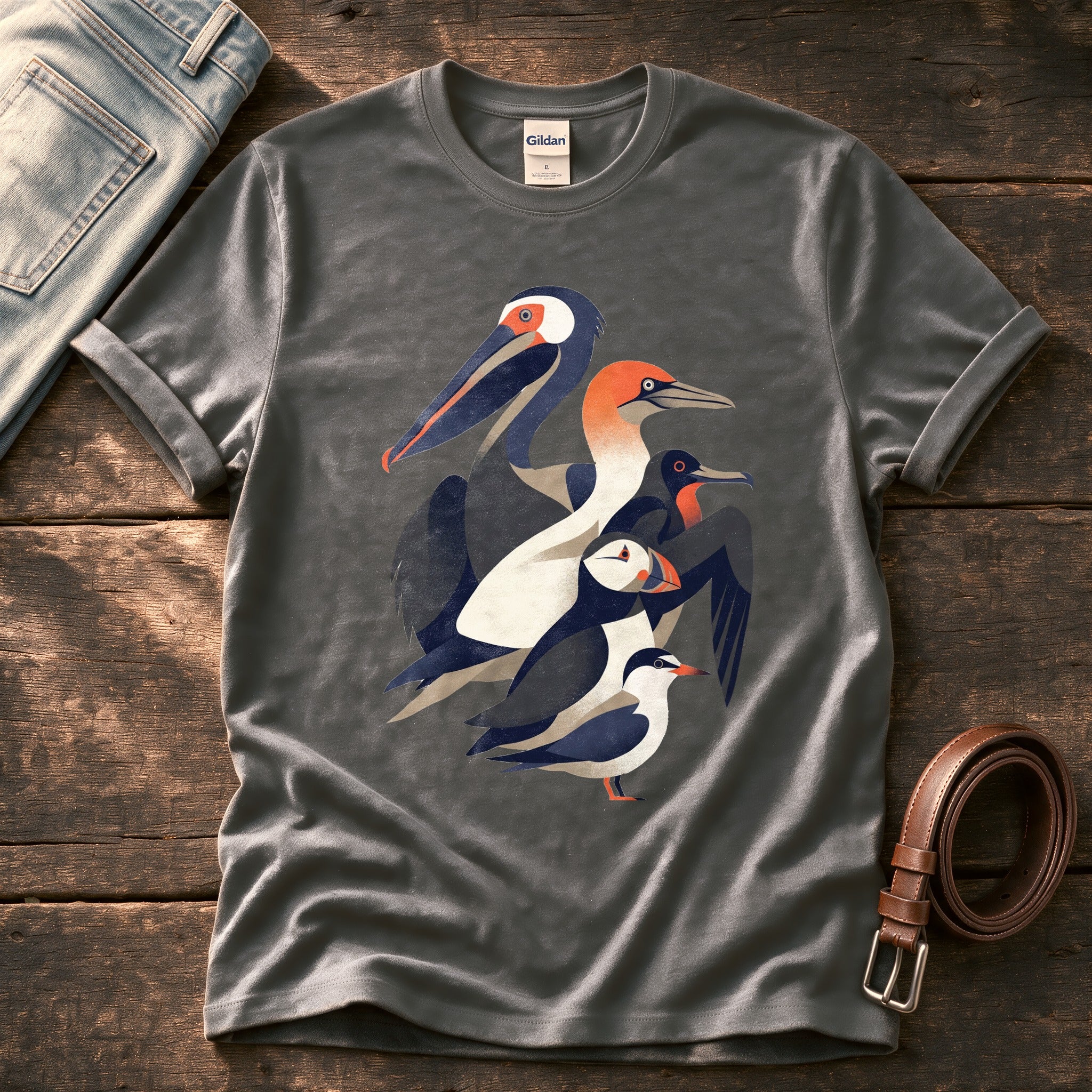 Seabird Breeds 55 — Charcoal Comfort Colors tee
