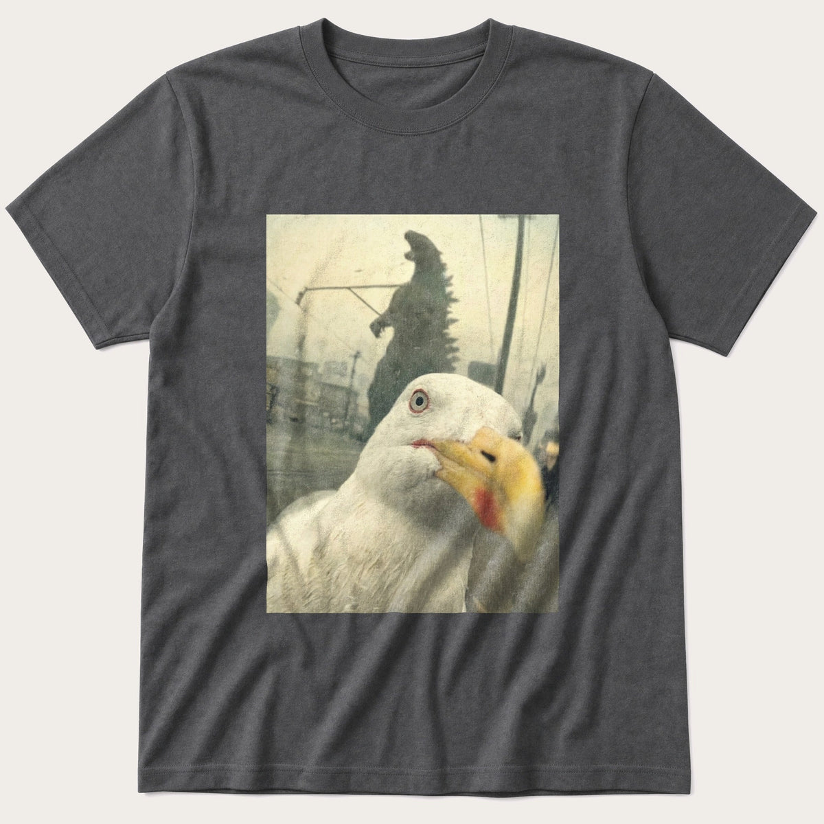 Seagull Selfie 5 — Charcoal T-Shirt