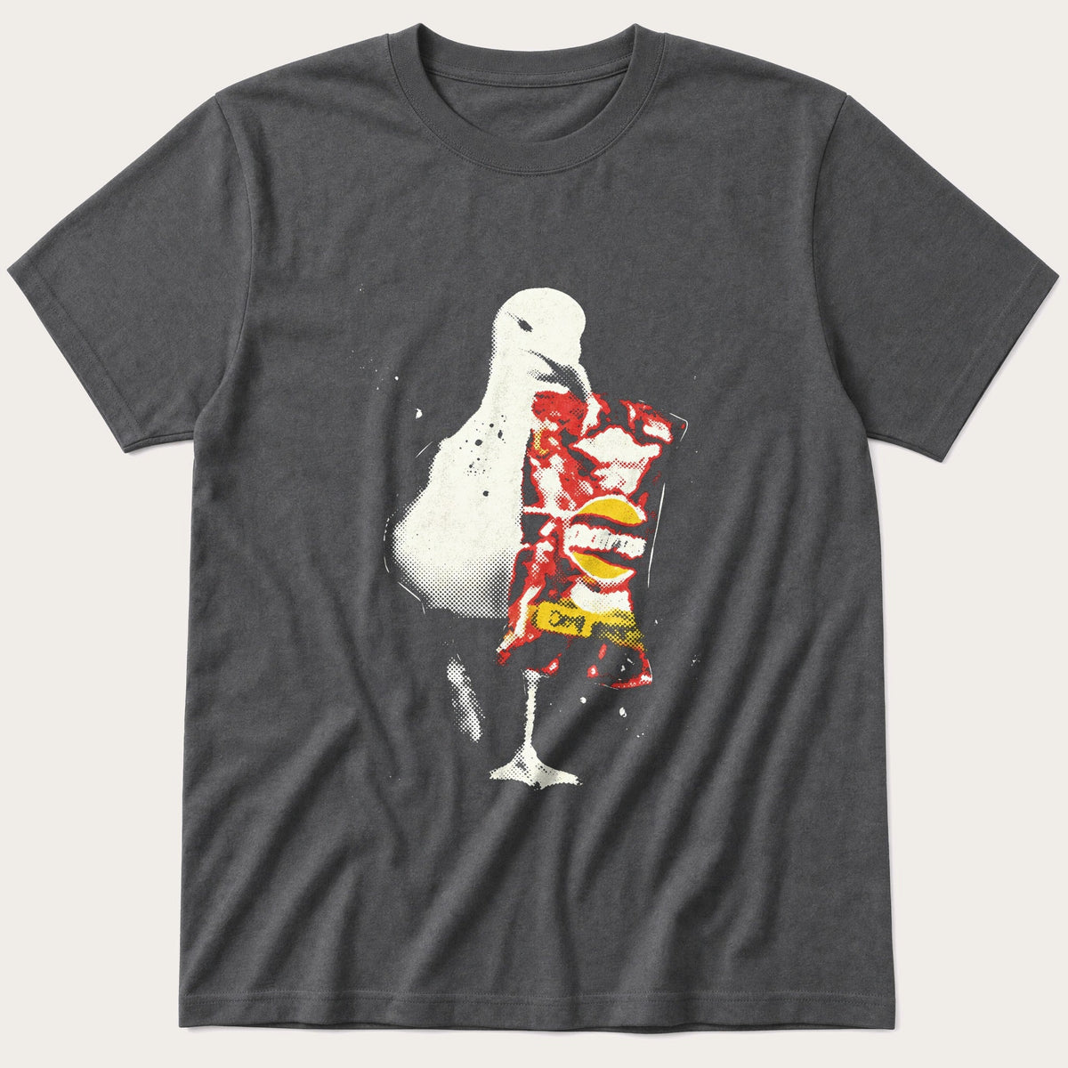 Seagull With Crisps 12 — Charcoal T-Shirt