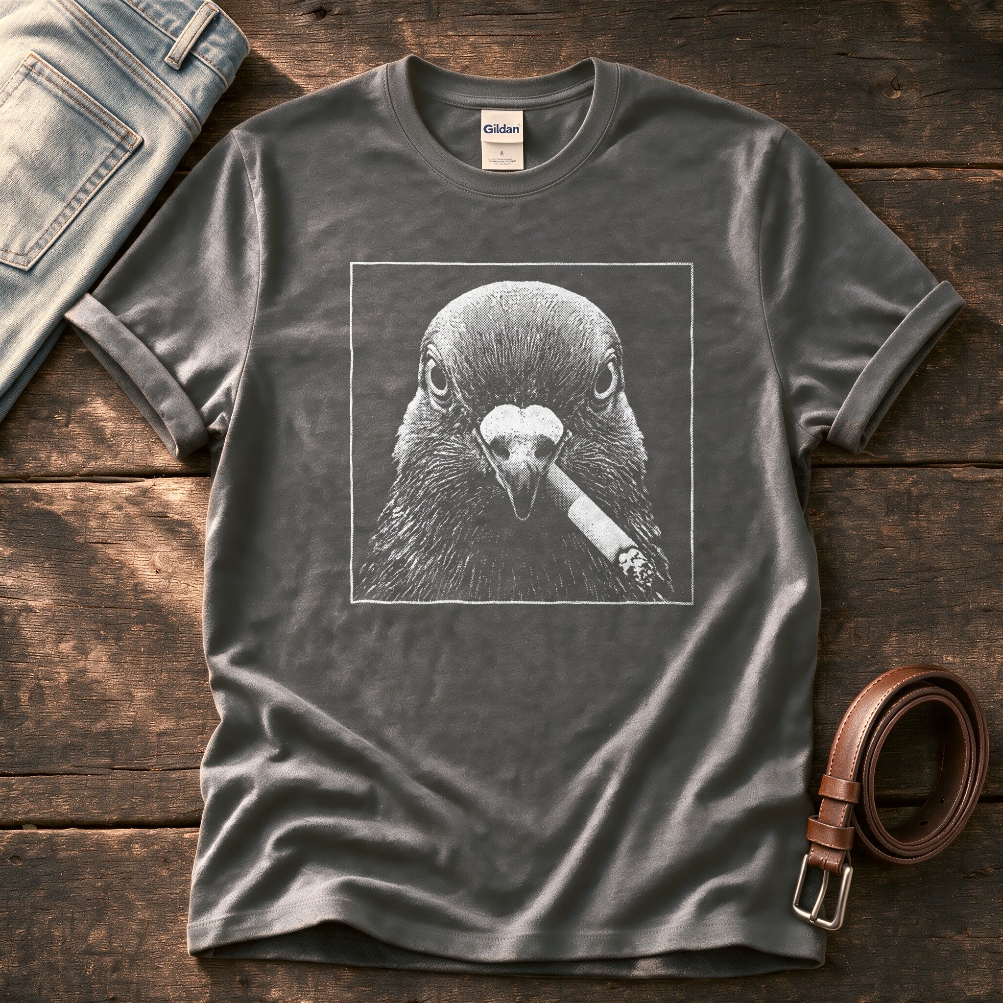 Smoking Pigeon — Charcoal Comfort Colors tee