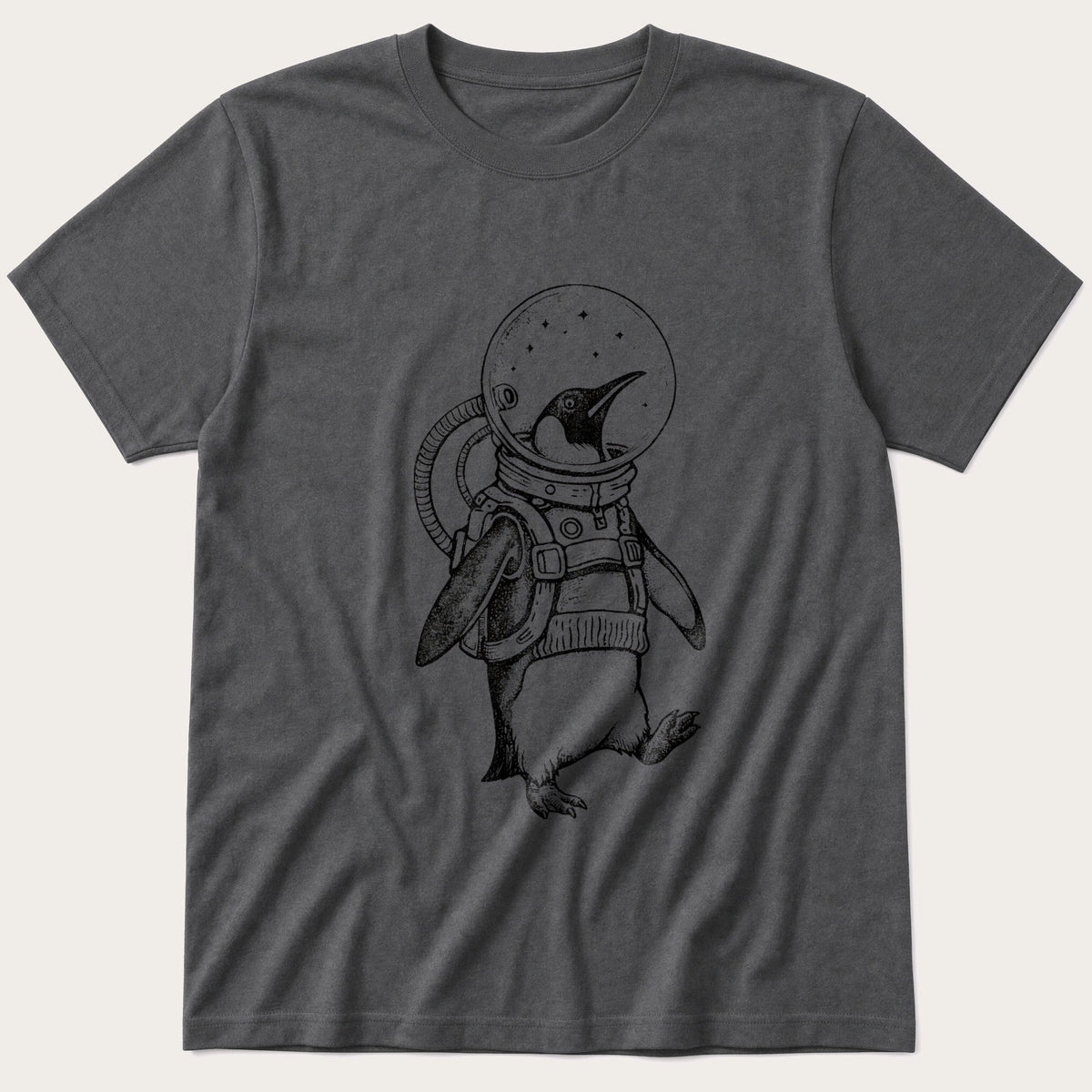 Space Penguin 4 — Charcoal T-Shirt