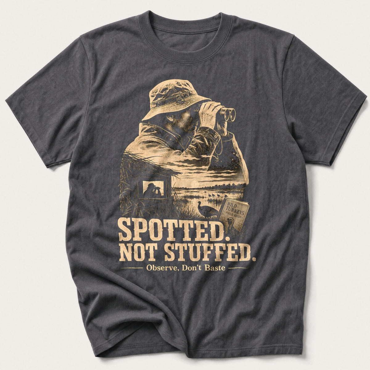Spotted Not Stuffed Silhouette — Charcoal T-Shirt