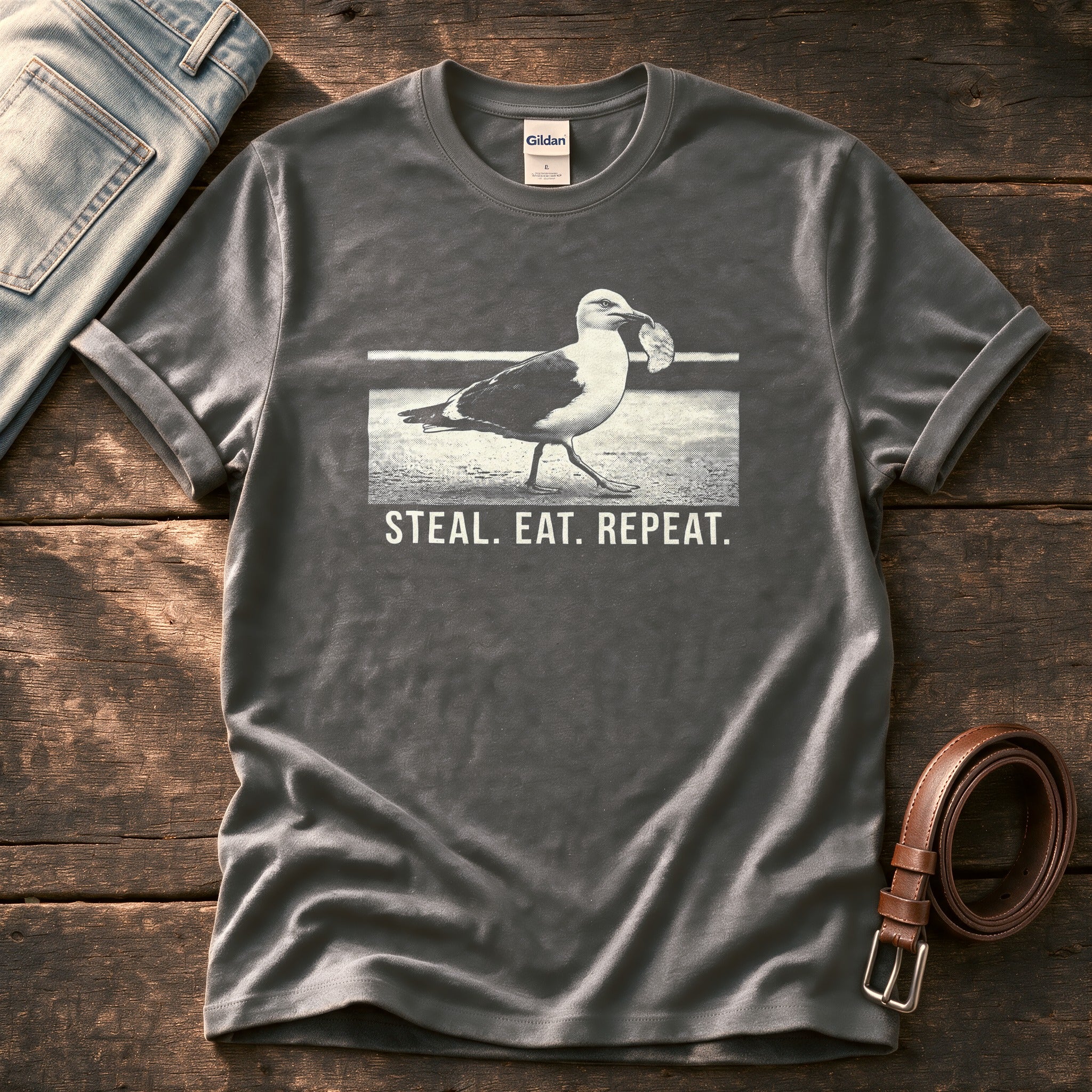 Steal Eat Repeat — Charcoal Comfort Colors tee