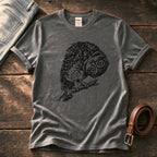 Tilted Head Owl 11 — Charcoal Comfort Colors tee
