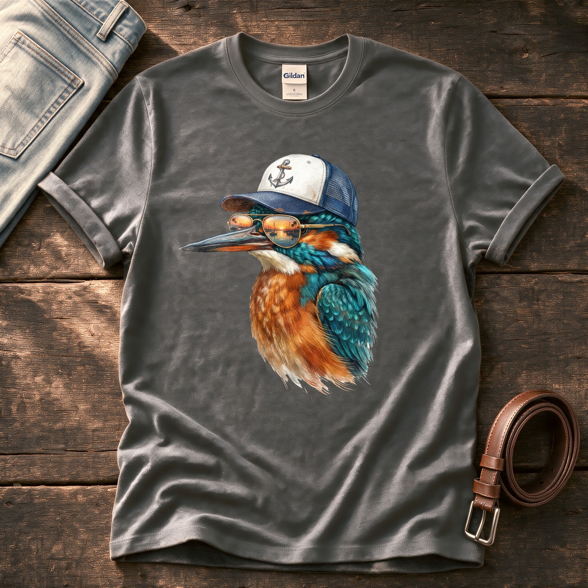Trucker Fisher 3 — Charcoal Comfort Colors tee