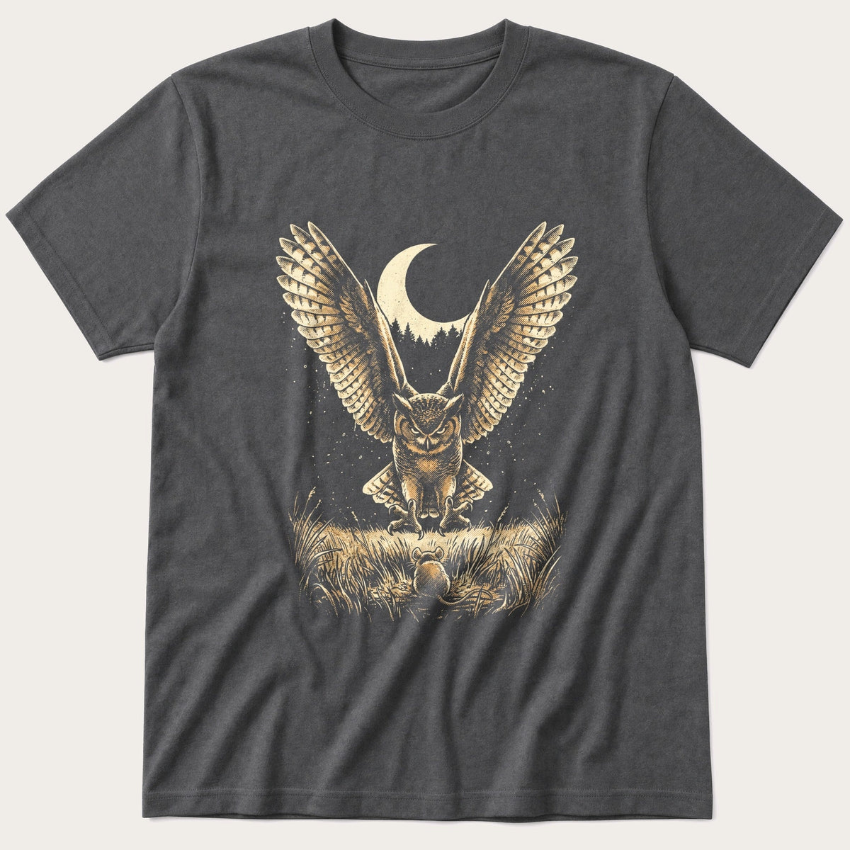 Washed Out Owl 5 — Charcoal T-Shirt
