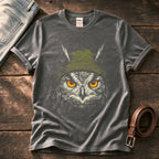 Woodland Owl Beanie 7 — Charcoal Comfort Colors tee