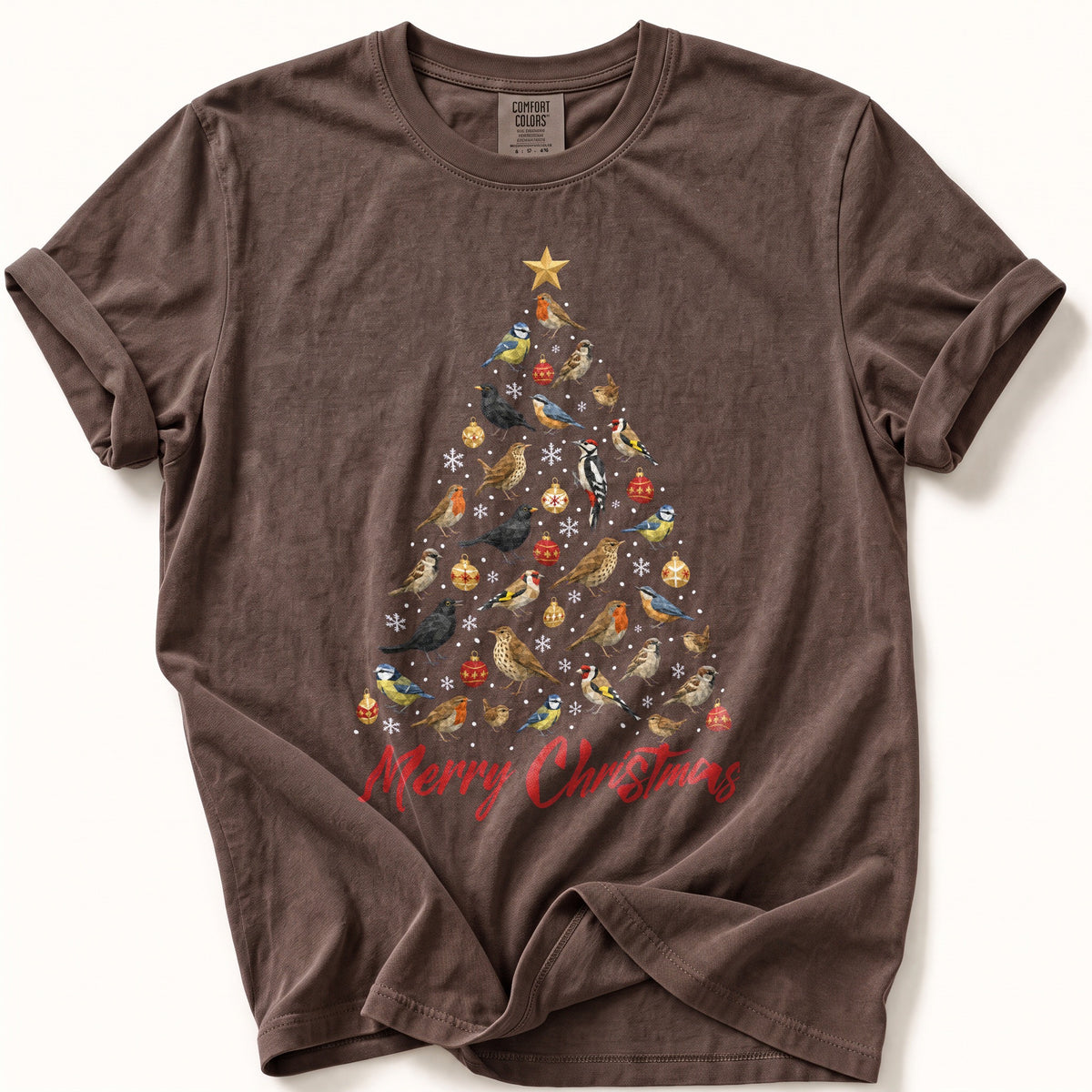 Snowy Bird Christmas Tree Comfort Colors® Tee