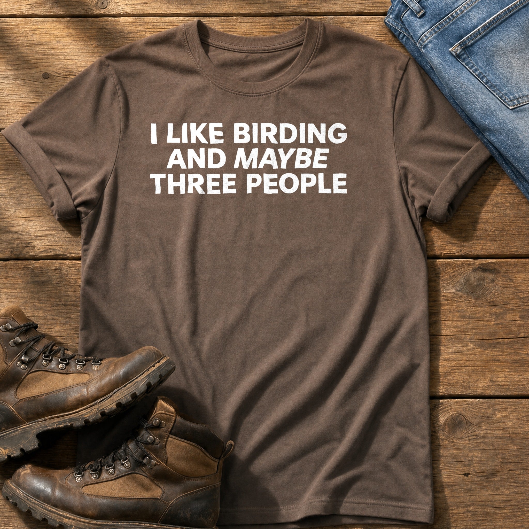Birding And Maybe 3 People — Espresso Comfort Colors tee