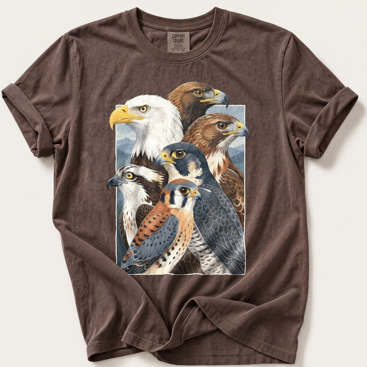 Birds Of Prey Breeds 33 — Espresso Comfort Colors tee