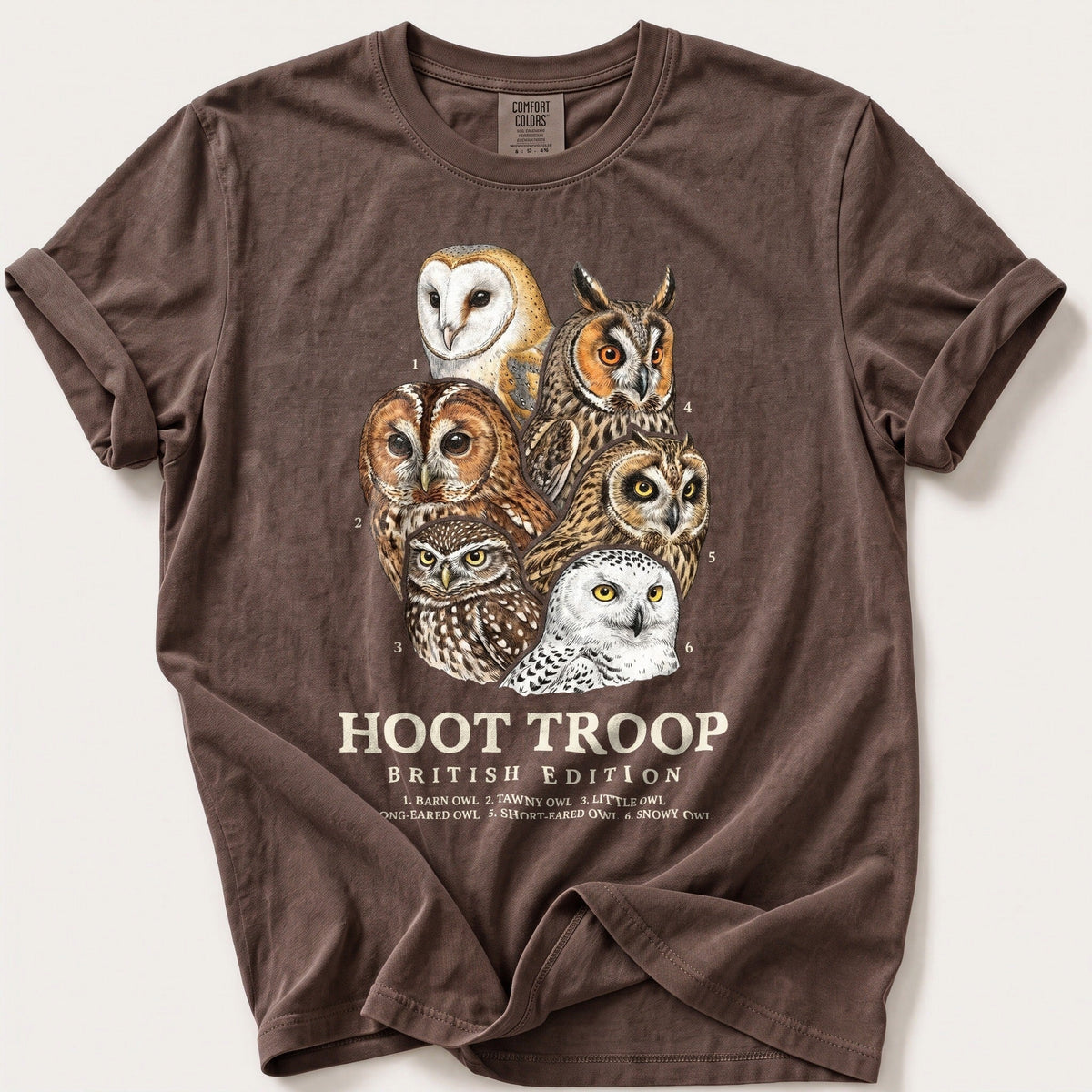 British Hoot Troop — Espresso Comfort Colors tee