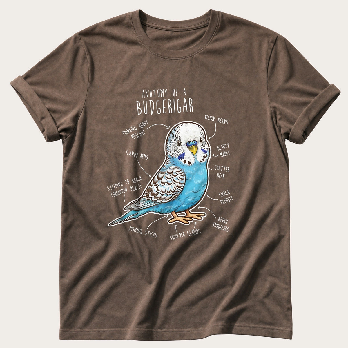 Budgie Anatomy cute — Espresso Comfort Colors tee