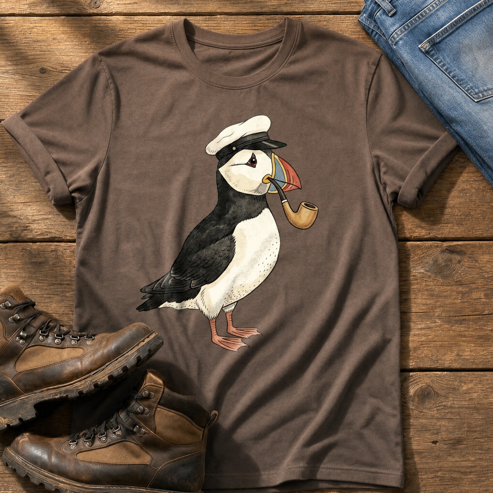 Cap Puffin 1 — Espresso Comfort Colors tee