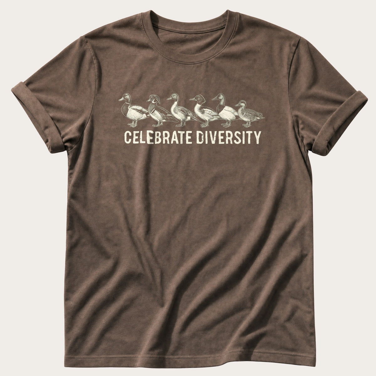 Celebrate Diversity Ducks — Espresso Comfort Colors tee
