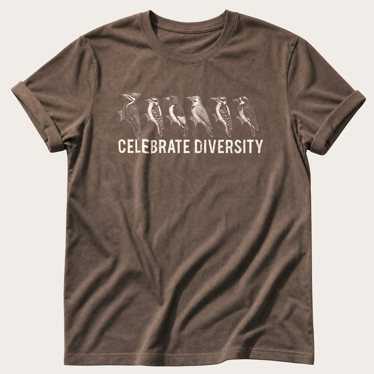 Celebrate Diversity Wood Pecker — Espresso Comfort Colors tee