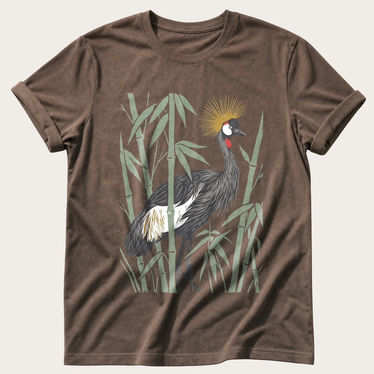 Crane In The Bamboo — Espresso Comfort Colors tee